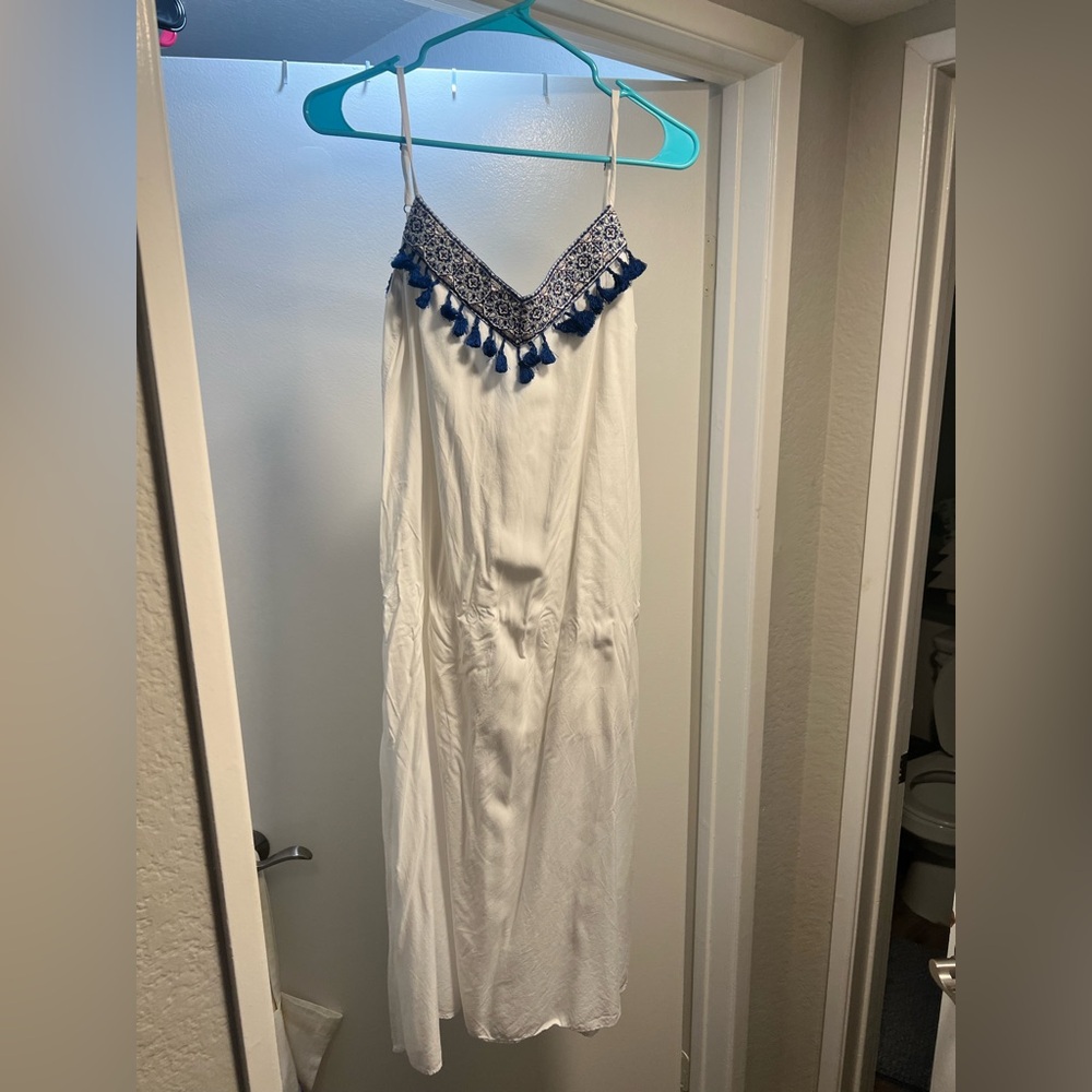 Elegant White and Blue Tassel Dress/ Show me Your Mumu